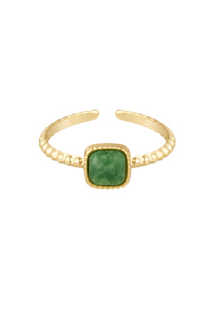 Elegante anello con pietra quadrata - verde h5 