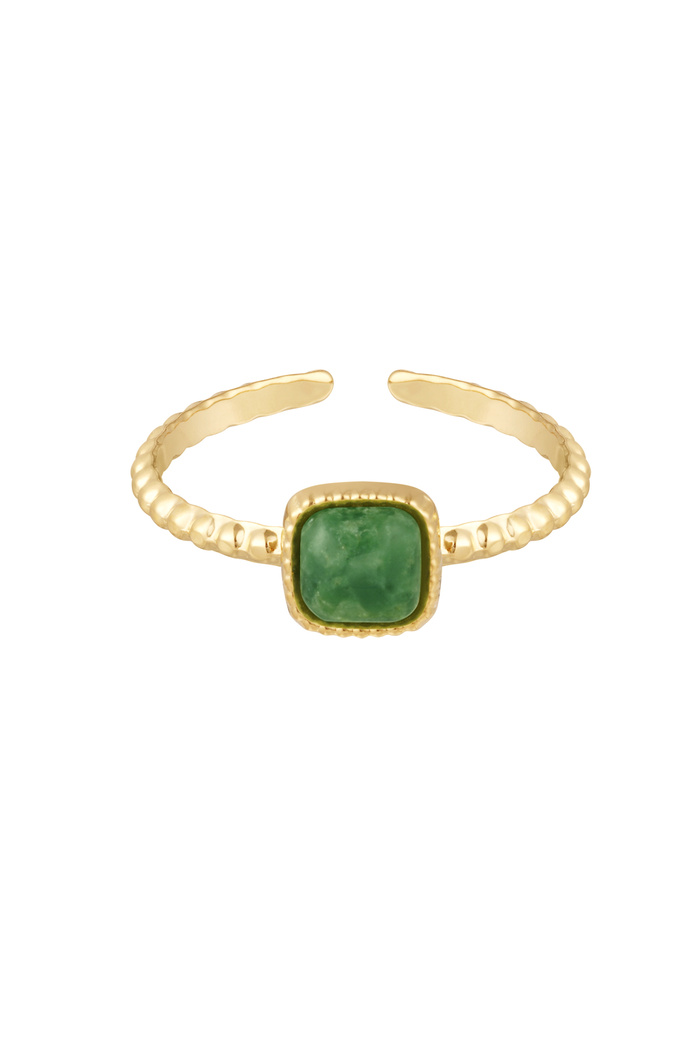 Elegante anello con pietra quadrata - verde 