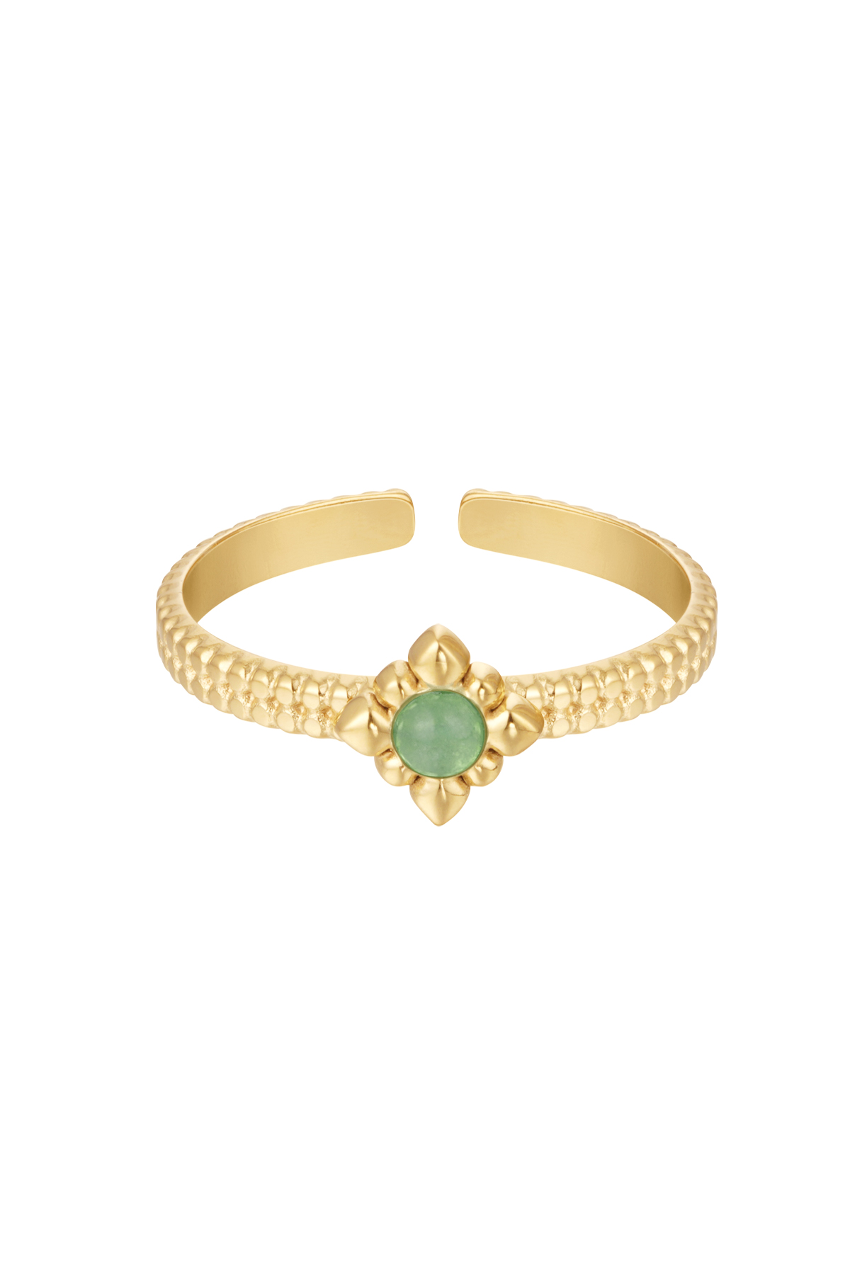 Eleganter Ring mit Blume - grün