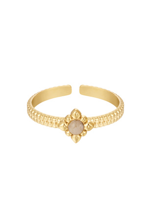 Elegant ring with flower - beige/gold h5 