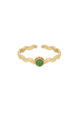 Ring curl met steen - groen h5 