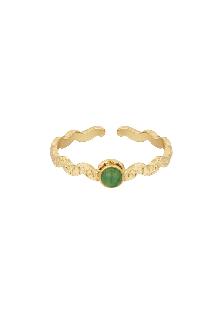 Ring curl with stone - green 