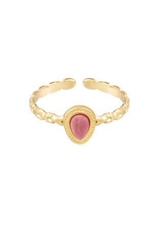 Ring met sierlijke vorm en steen - roze h5 