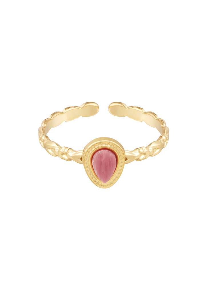 Ring met sierlijke vorm en steen - roze 