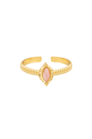Ring langwerpige steen - roze h5 