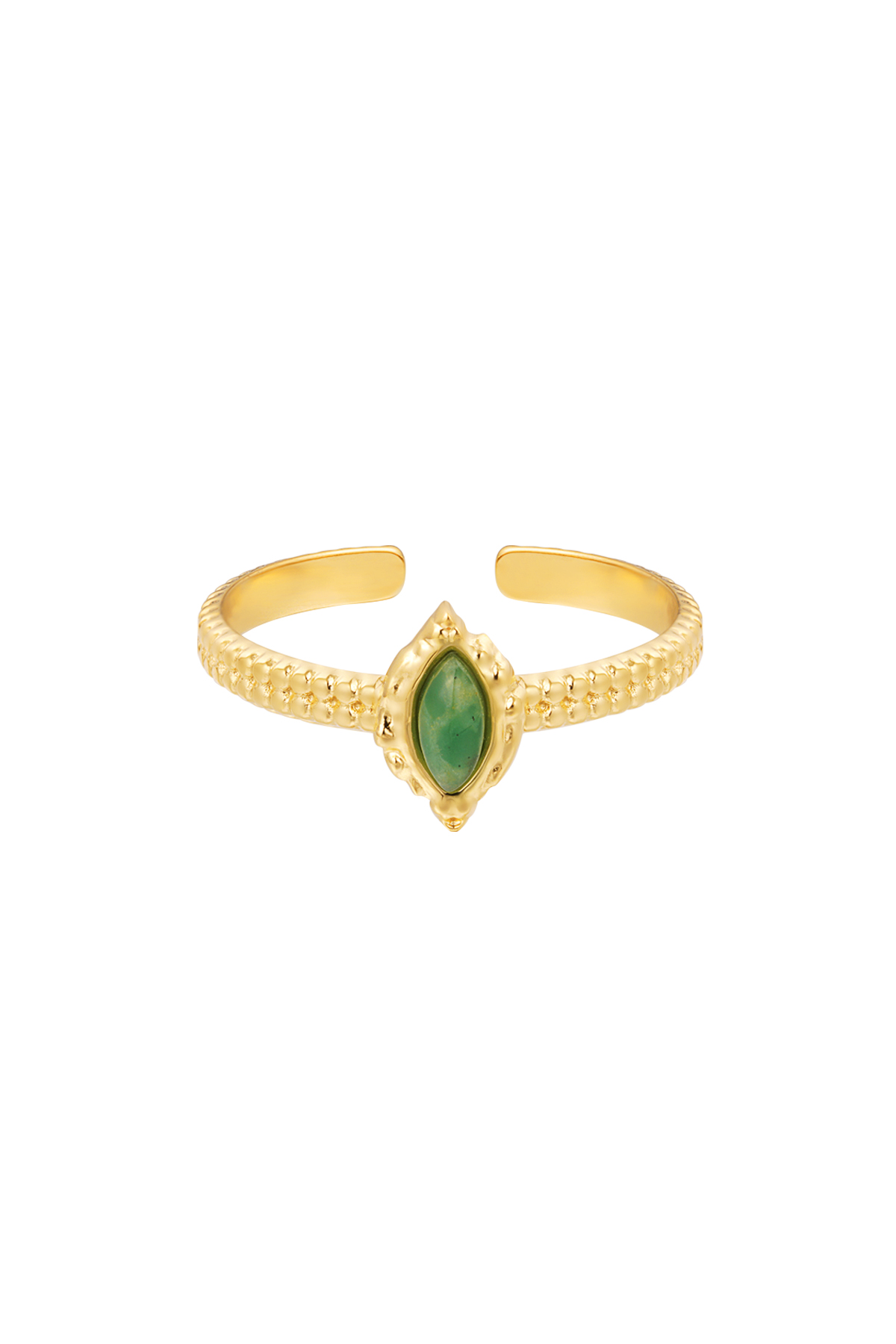 Ring langwerpige steen - groen