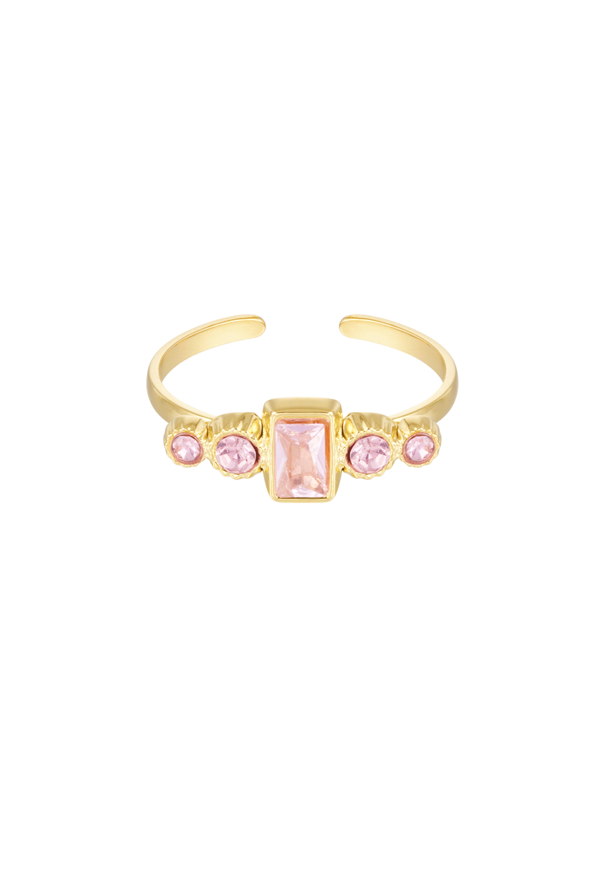 Ring roze steen - goud h5 