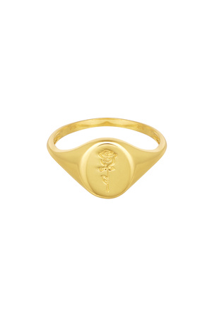 Signet ring with rose - 925 silver - Gold - 18 h5 