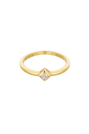 Ring diamond stone - 925 silver - Gold - 16 h5 