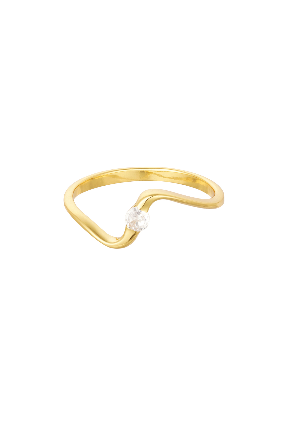 Ring asymmetrischer Stein – 925er Silber – Gold – 16
