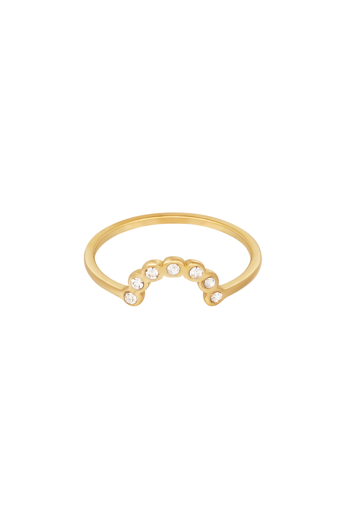 Ring moon with stones - gold 