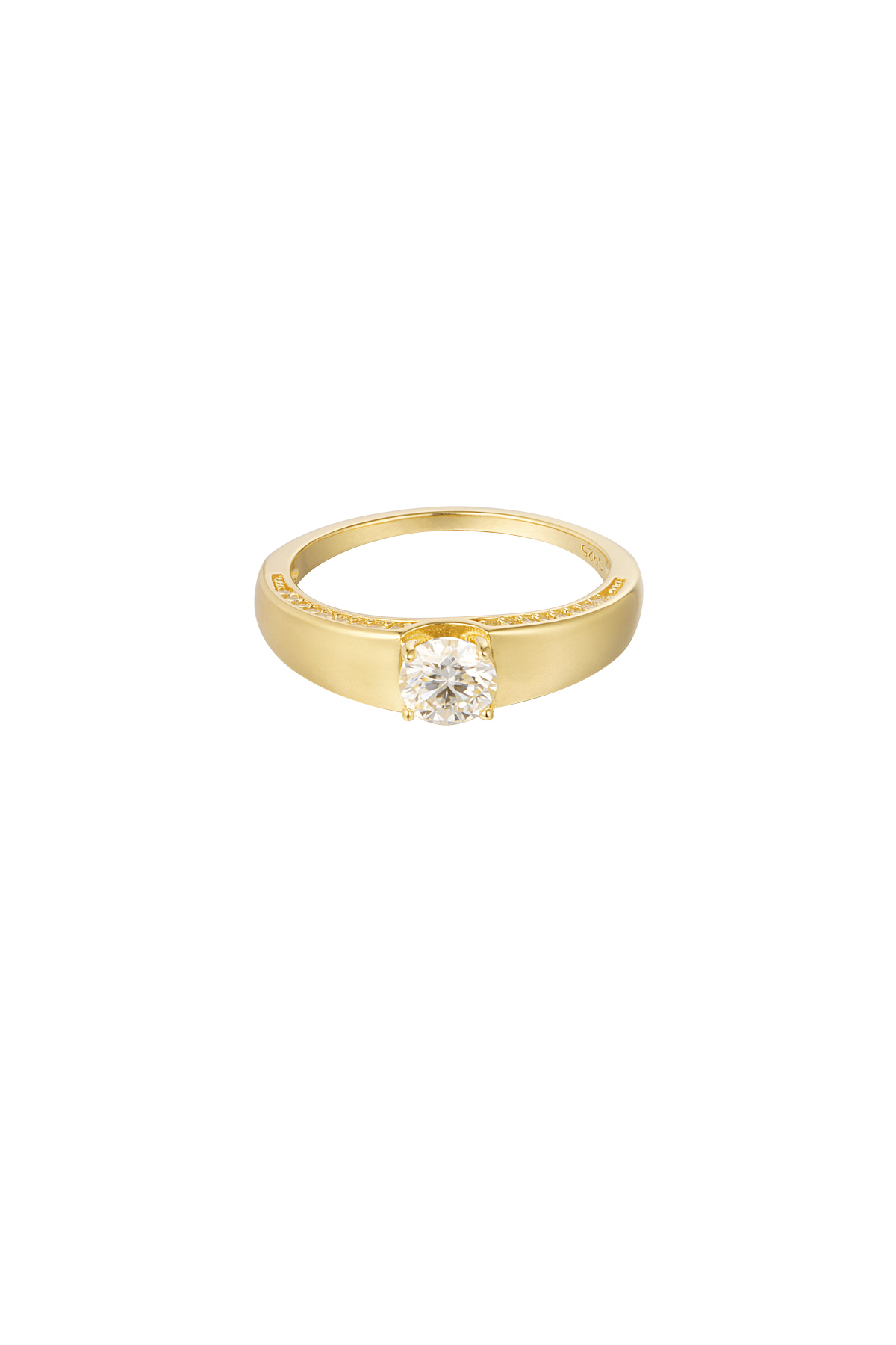 Ring basic with stone - gold - 16