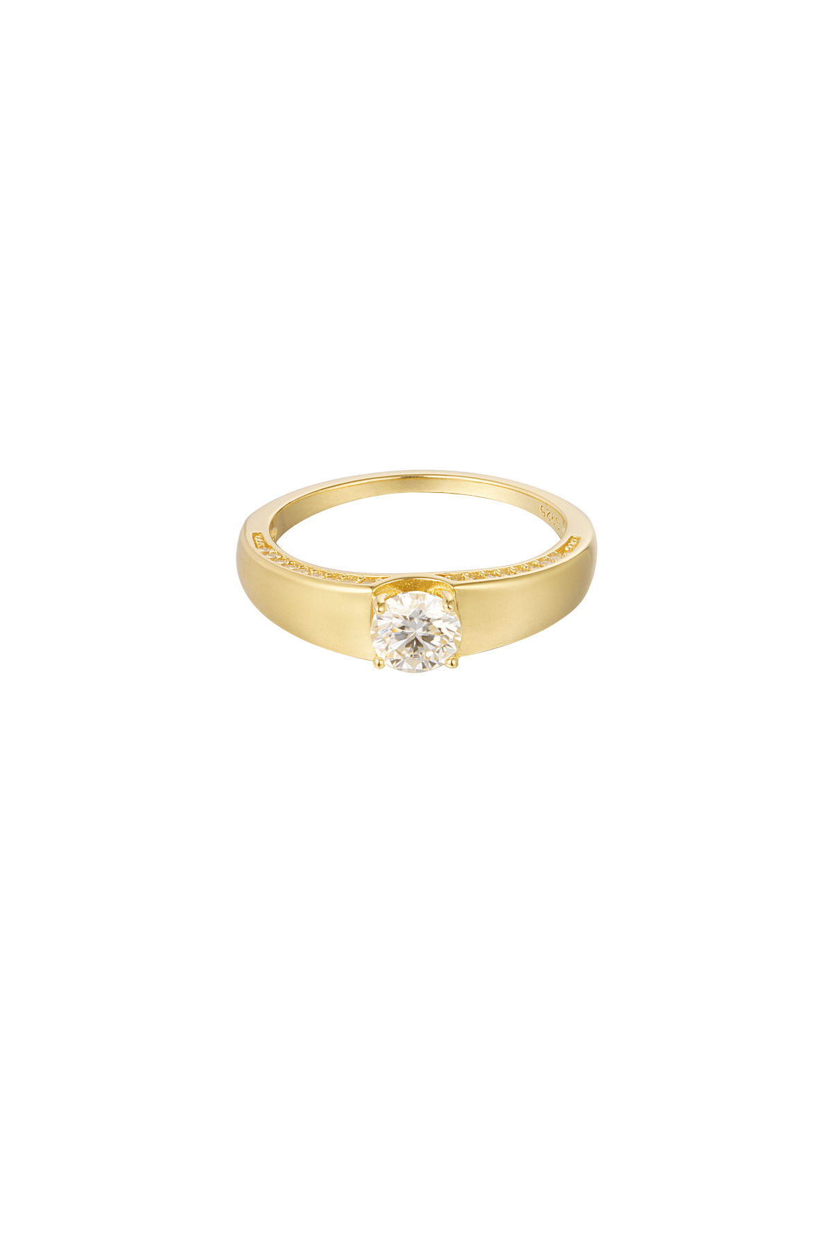 Ring basic with stone - gold - 17 