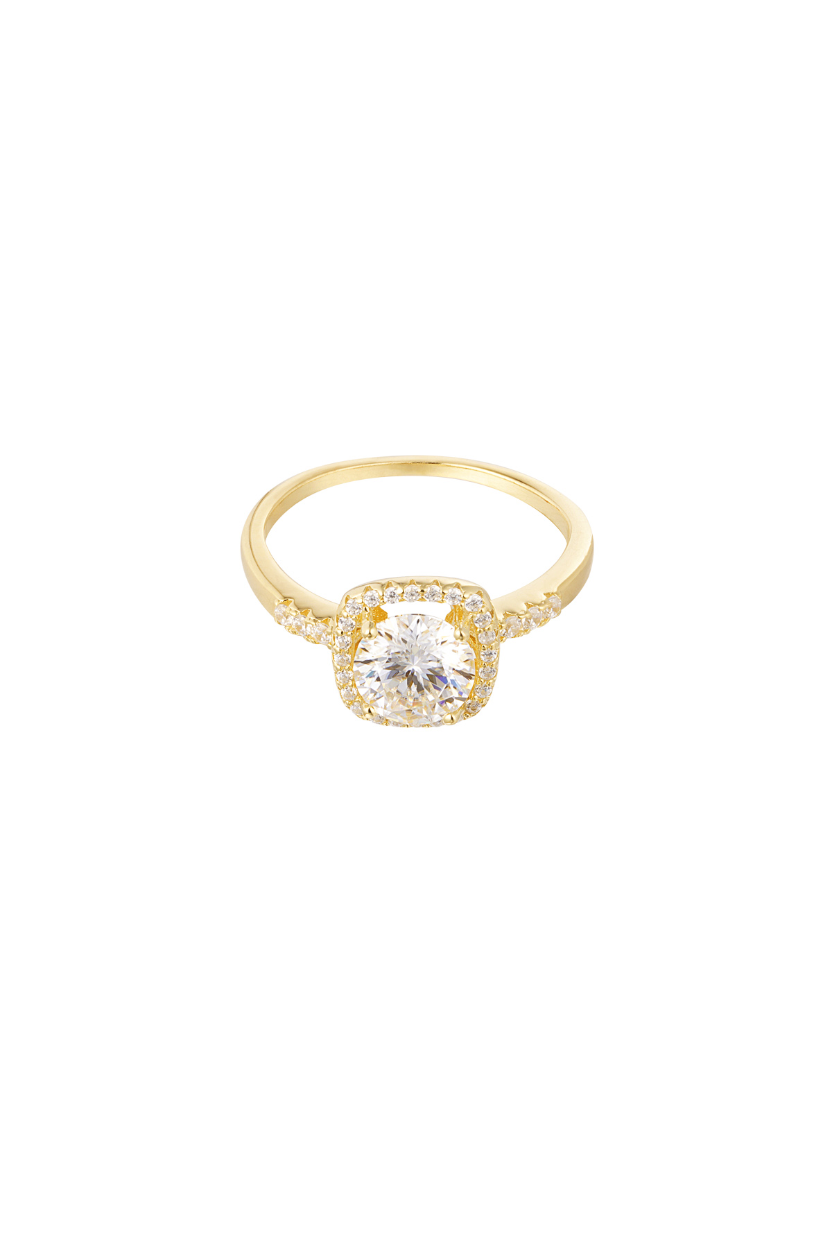 Ring square stone - gold - 16 