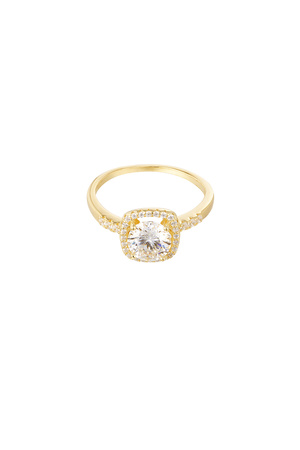 Ring square stone - gold - 17 h5 