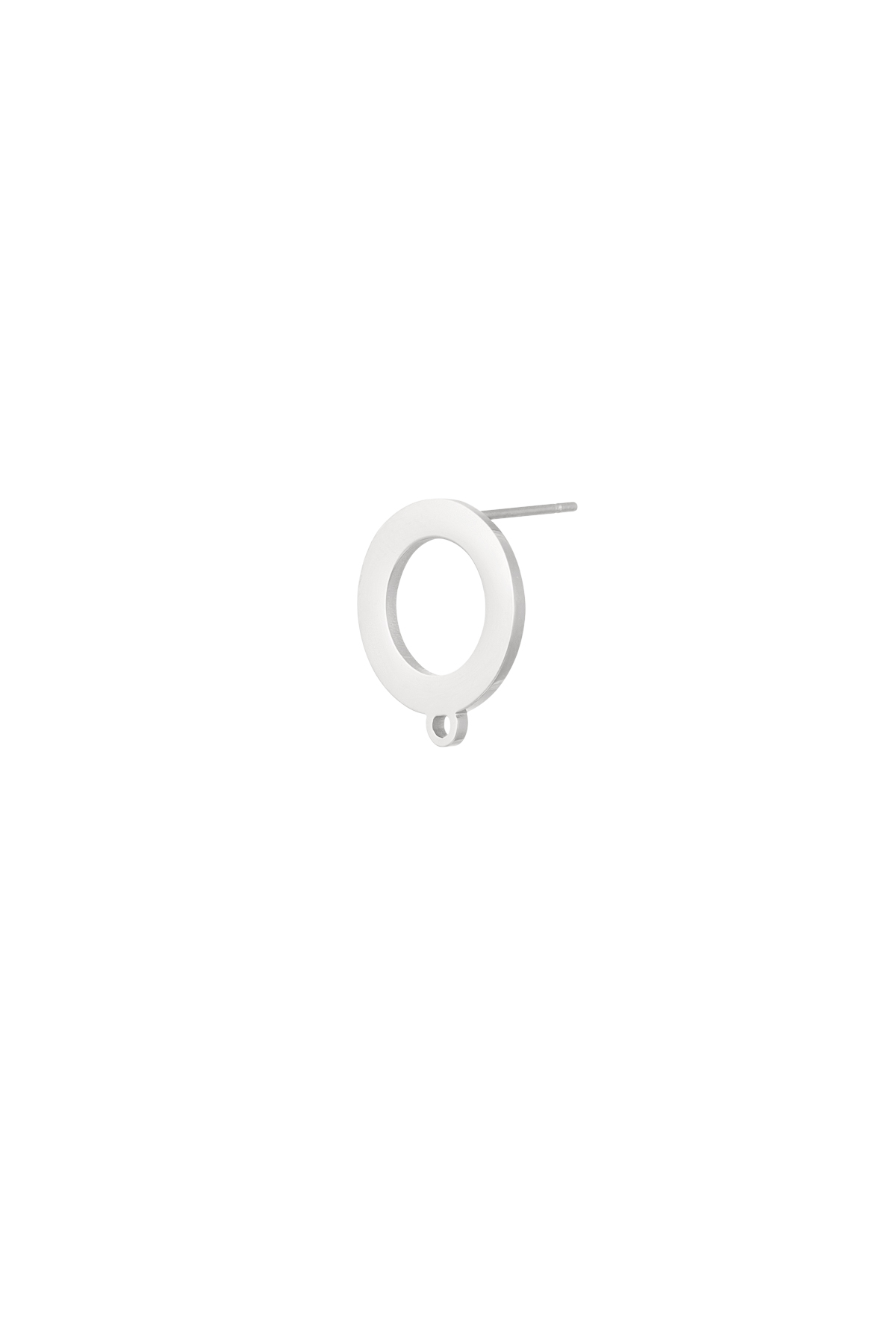 Ear stud part circle - silver Stainless Steel