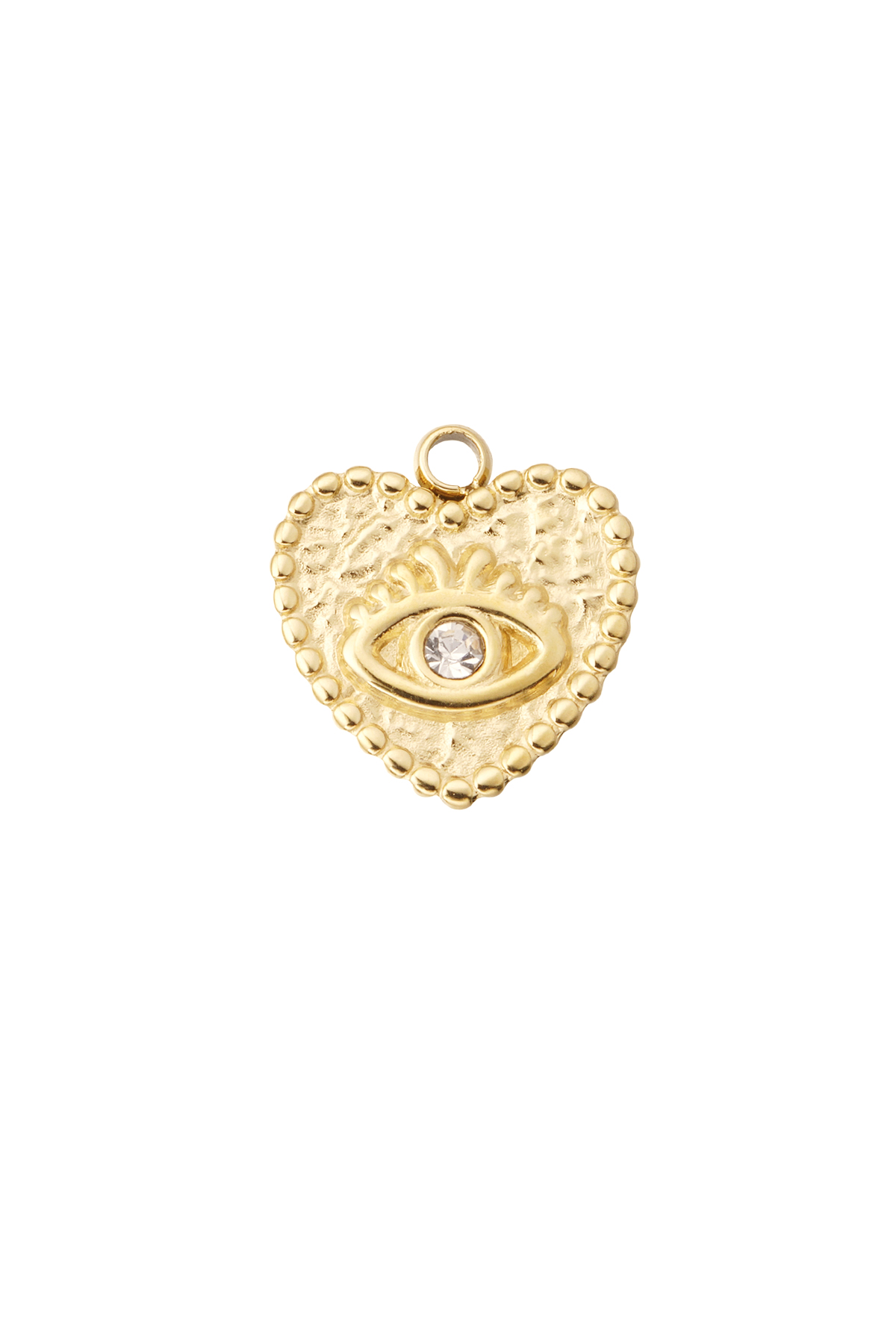 DIY charm heart with eye and stone - gold h5 