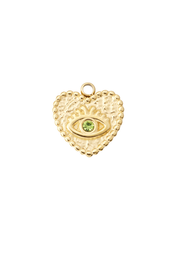 DIY-Charm-Herz mit Auge und Stein – grünes Gold