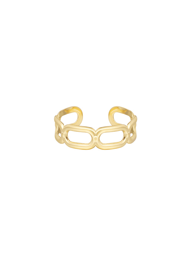 Ring elongated link - gold