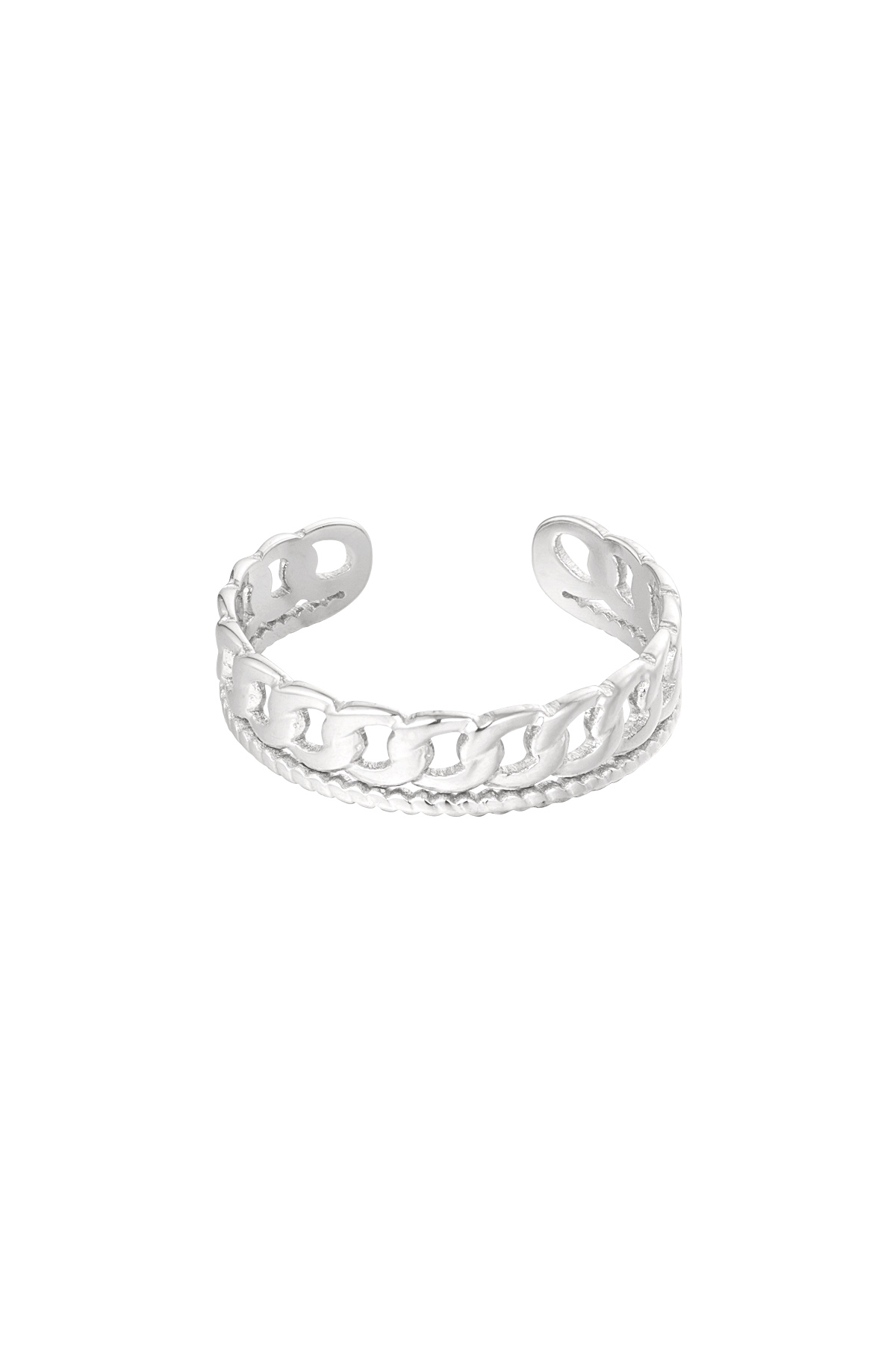 Ring dubbele schakel - zilver