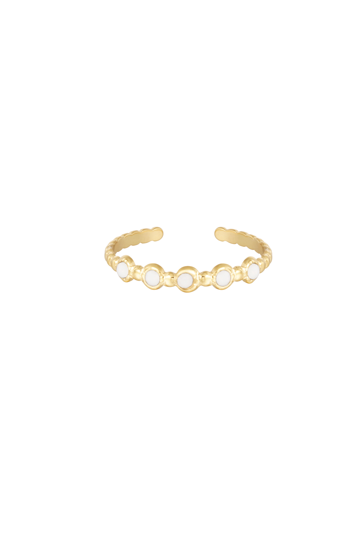 Ring steentjes - goud/wit