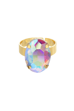 Ring glass bead - white h5 