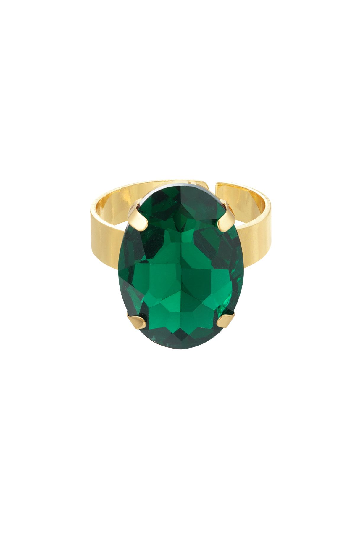 Ring glass bead - green h5 