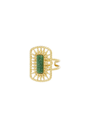 Ring long stone - gold/green h5 