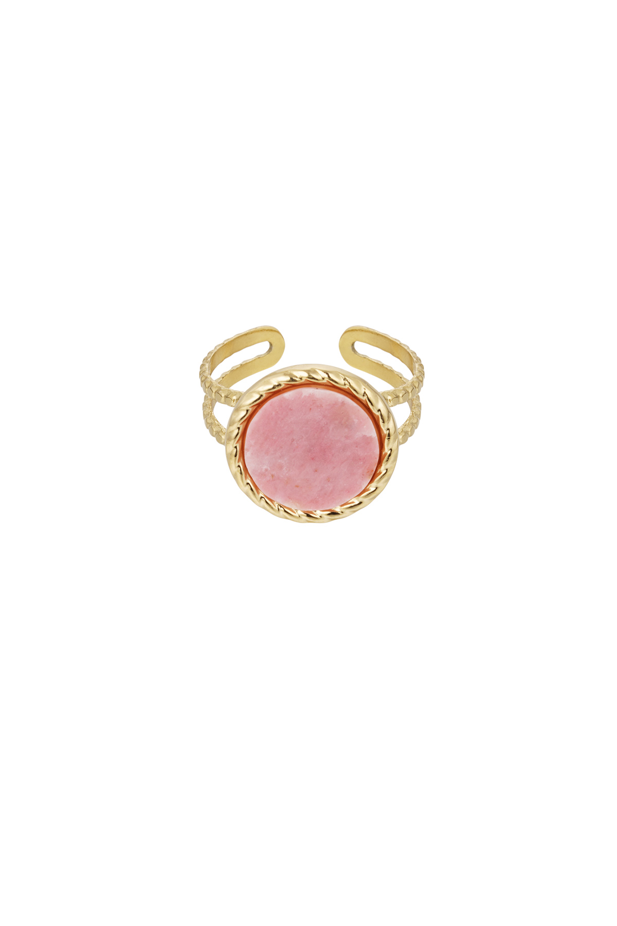 Ring round stone - gold/pink