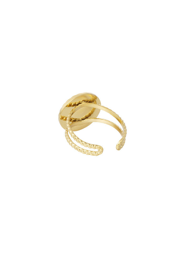 Ring ronde steen - goud/groen Afbeelding5