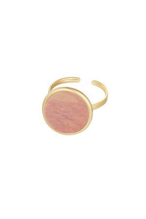 Ring basic ronde steen - goud/roze h5 