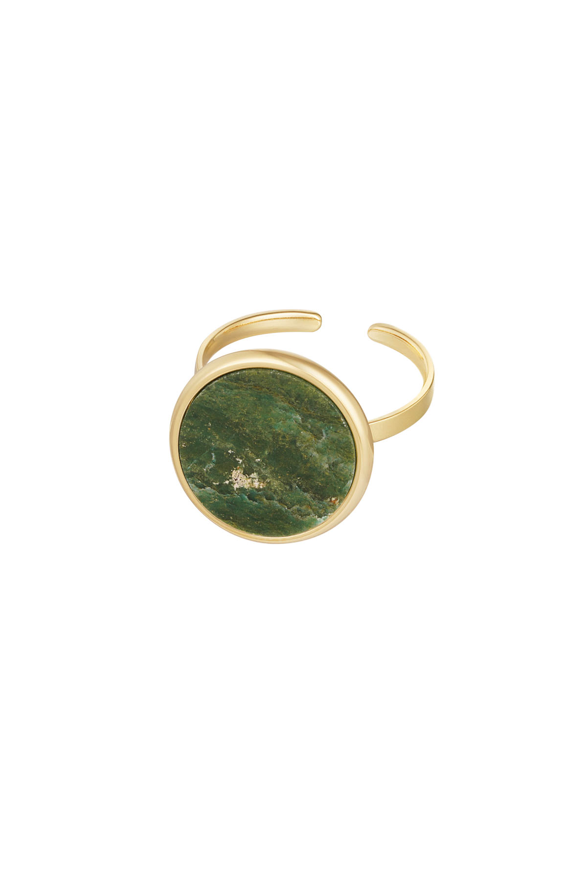 Anello base pietra tonda - oro/verde h5 