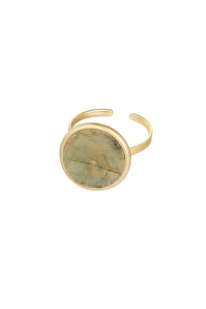 Ring basic ronde steen - goud/beige 