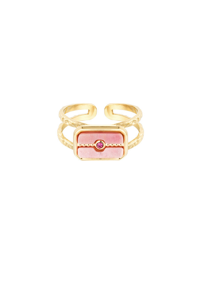 Ring versierde steen - goud/roze 