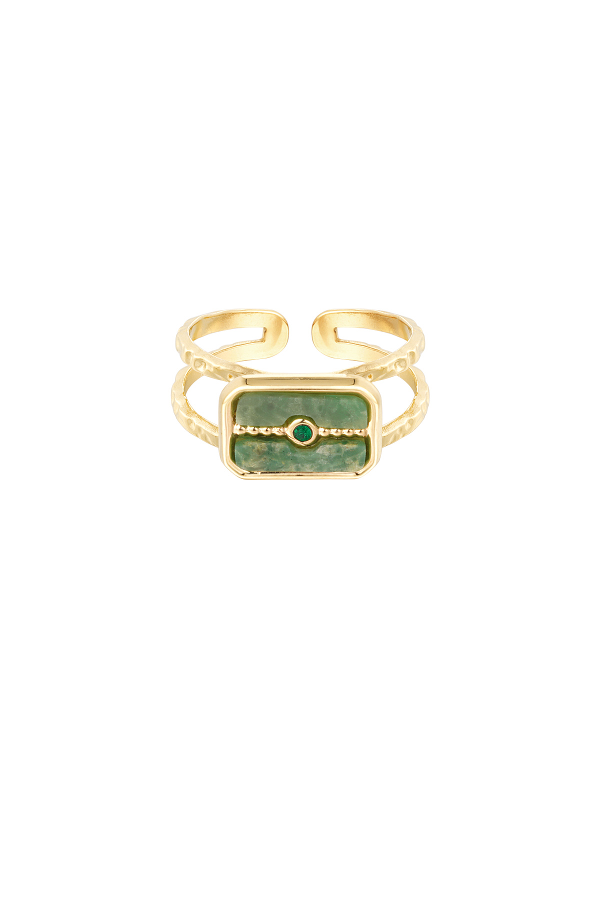 Ring versierde steen - goud/groen