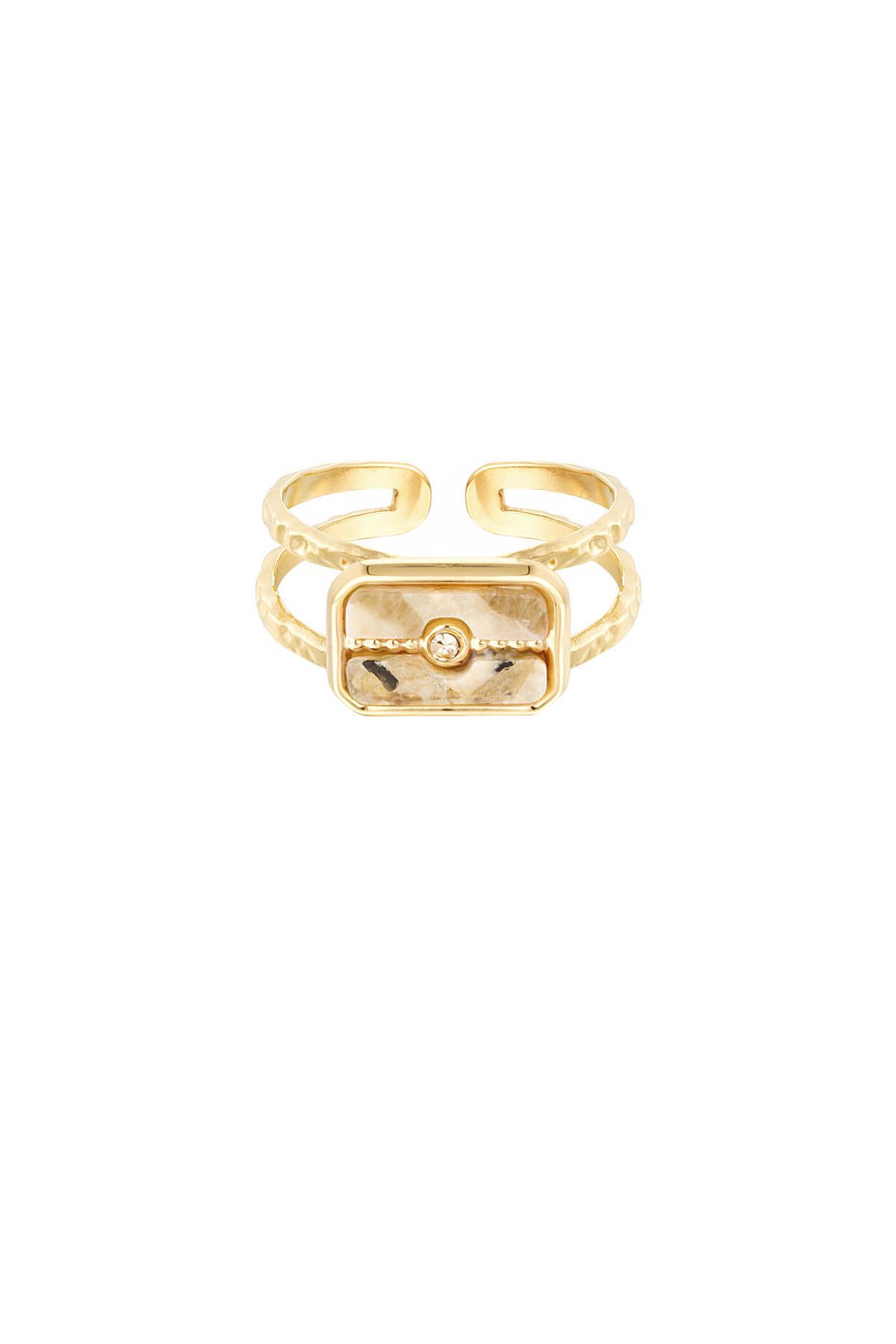 Ring decorated stone - Gold color/beige