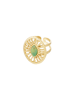 Ring round baroque with stone - green h5 