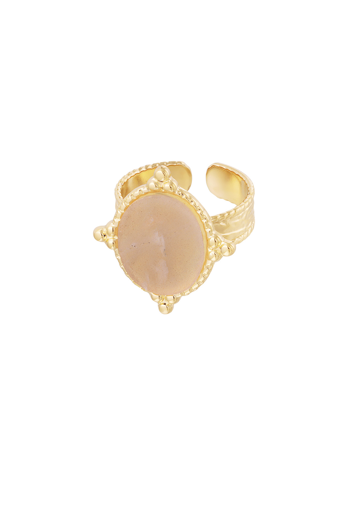 Ring stone with decoration - Gold color/beige