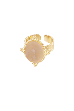 Ring stone with decoration - gold/beige h5 