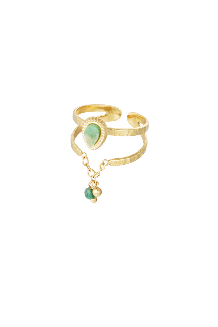 Ring elegant mit Kette - gold/grün 