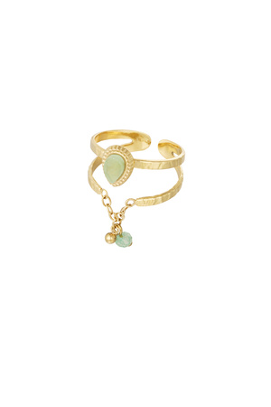 Ring elegant with chain - gold/light green h5 