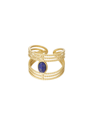 Statement sierlijke ring met steen - goud/blauw h5 
