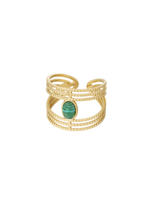 Statement graceful ring with stone - gold / green h5 