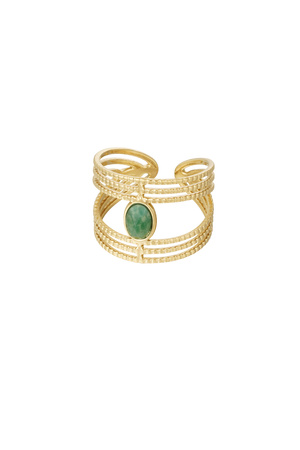 Statement graceful ring with stone - gold / green h5 