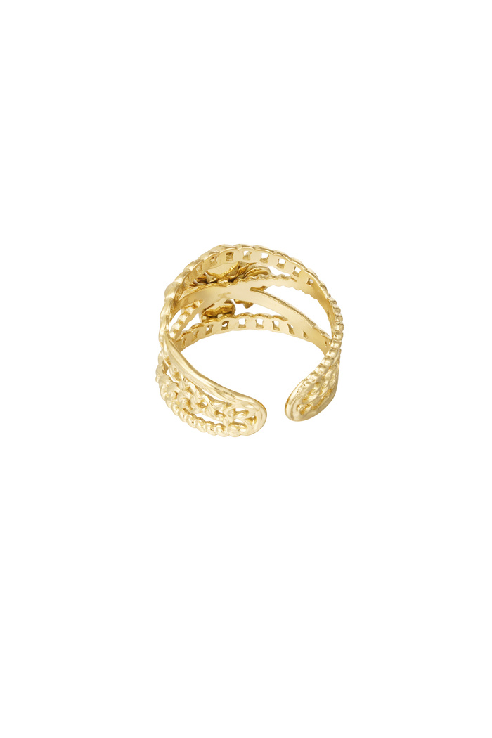 Ring layers cross with stone - beige gold Picture3