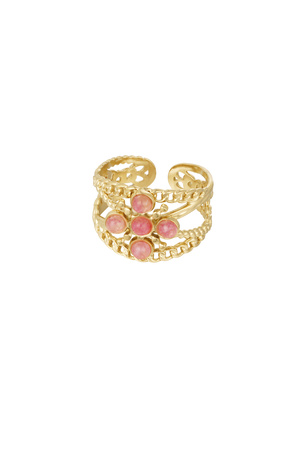 Ring layers cross with stone - rose gold h5 