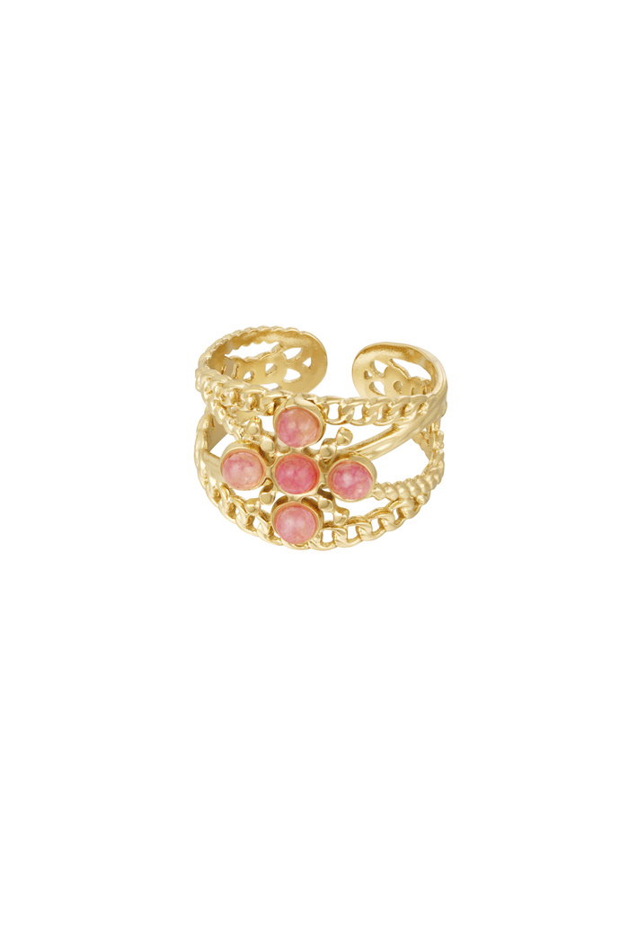 Ring layers cross with stone - rose gold 