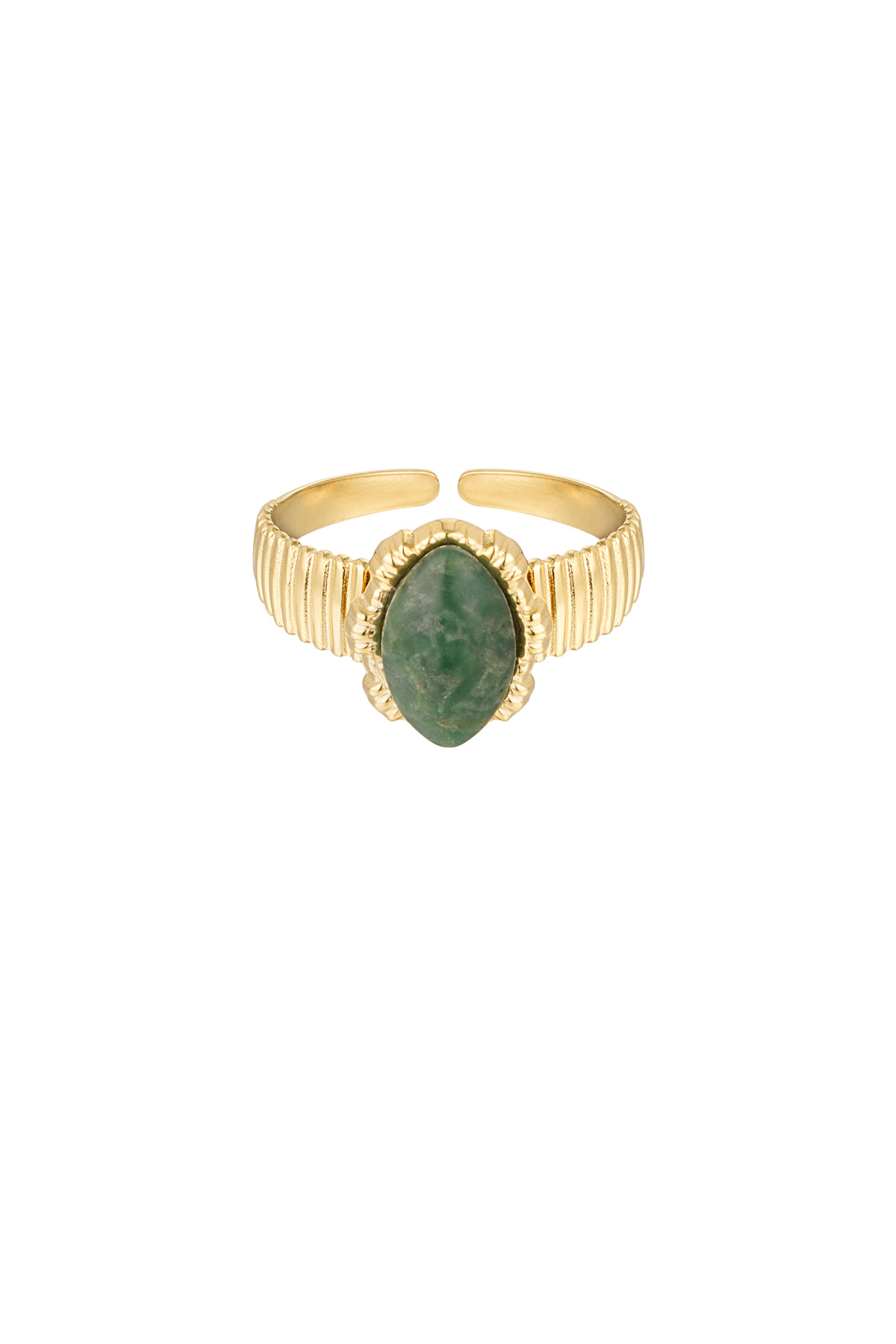Ring mit ovalem Stein - Gold/Grün