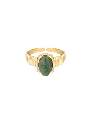 Anello con pietra ovale - oro/verde h5 