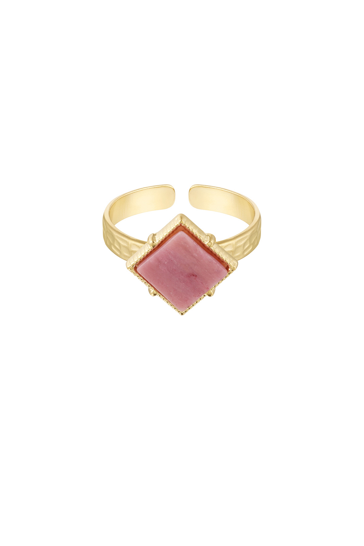 Ring ruit steen - goud/roze h5 